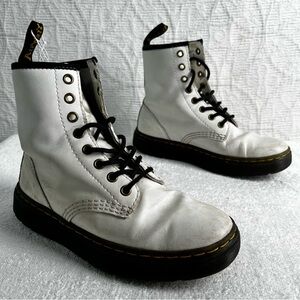 Dr Martens Zavala Mens 5 Womens 6 US White Lace Up Leather Boots Combat DM Docs